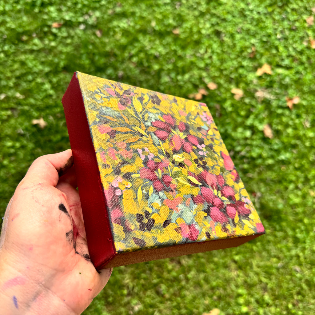 Maroon Florals Original Painted Canvas #3