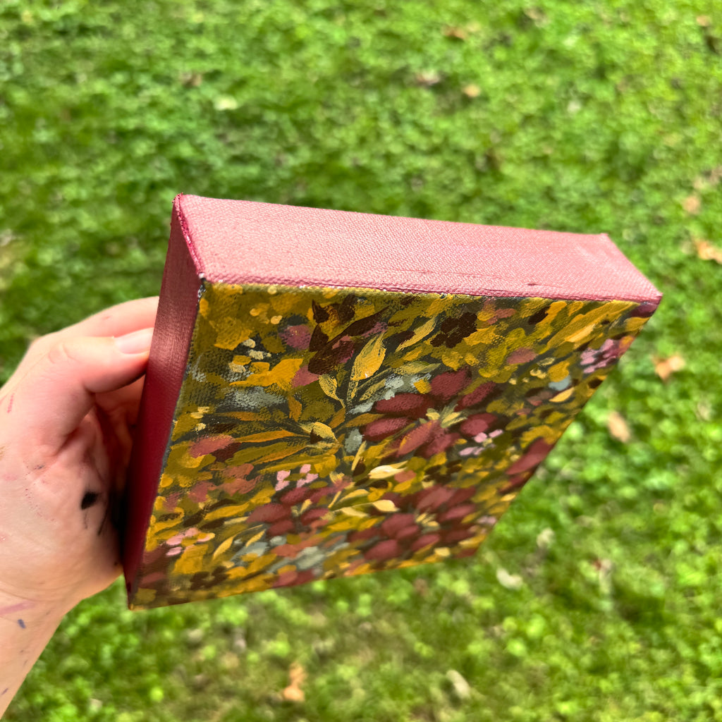 Maroon Florals Original Painted Canvas #3