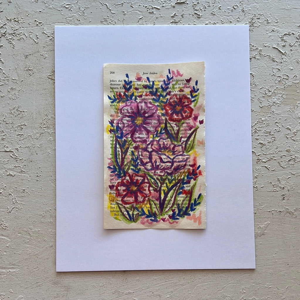Floral Original Painted Book Page Paper #38