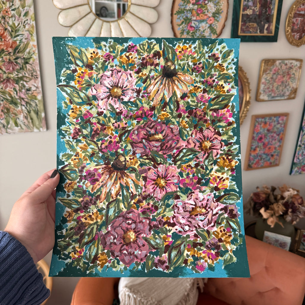 Floral Original Painted Art Paper