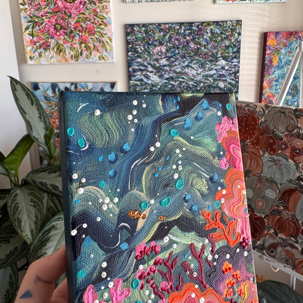 Florals Under the Sea #2B Original Painted Canvas