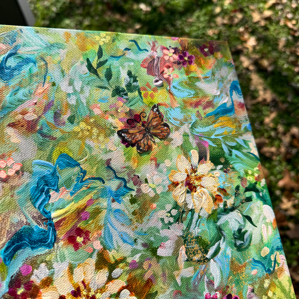 Butterfly Garden Original Painted Canvas #1