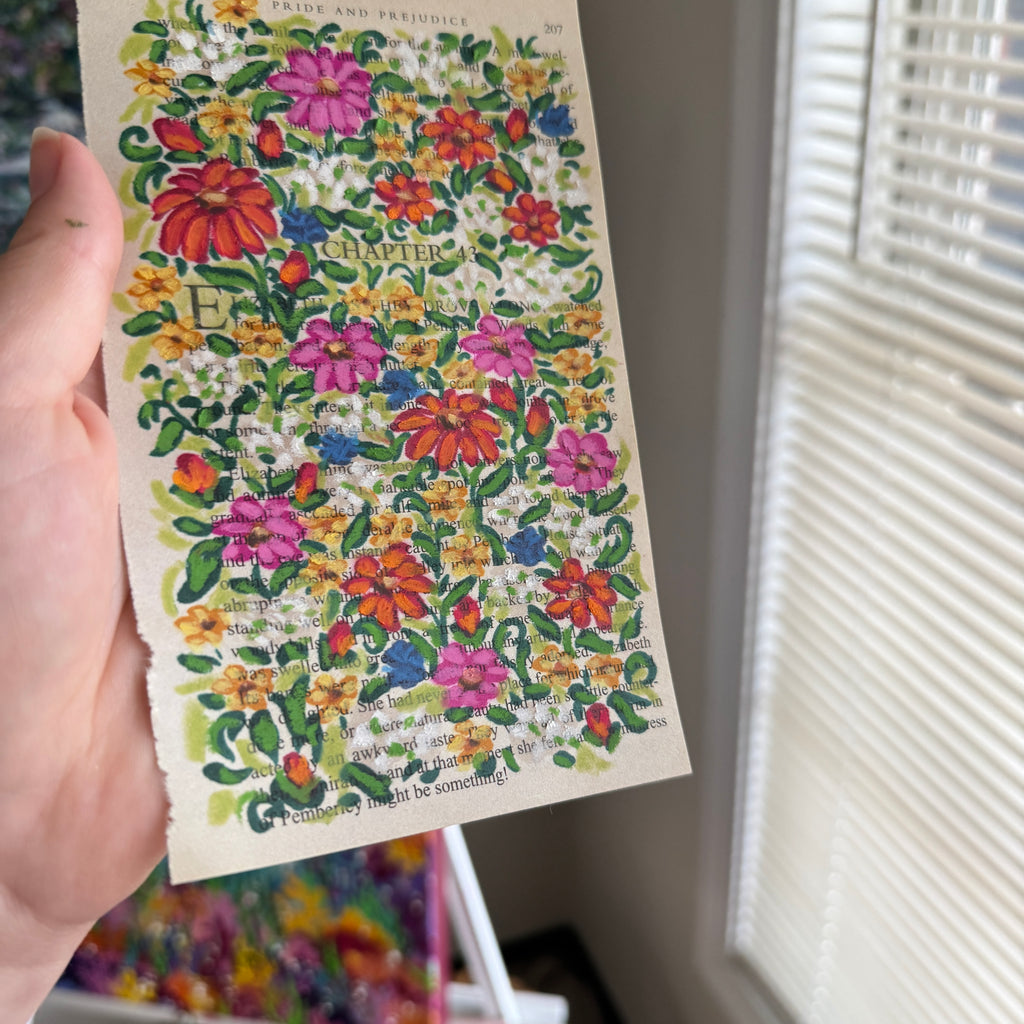 Floral Original Painted Book Page Paper #2
