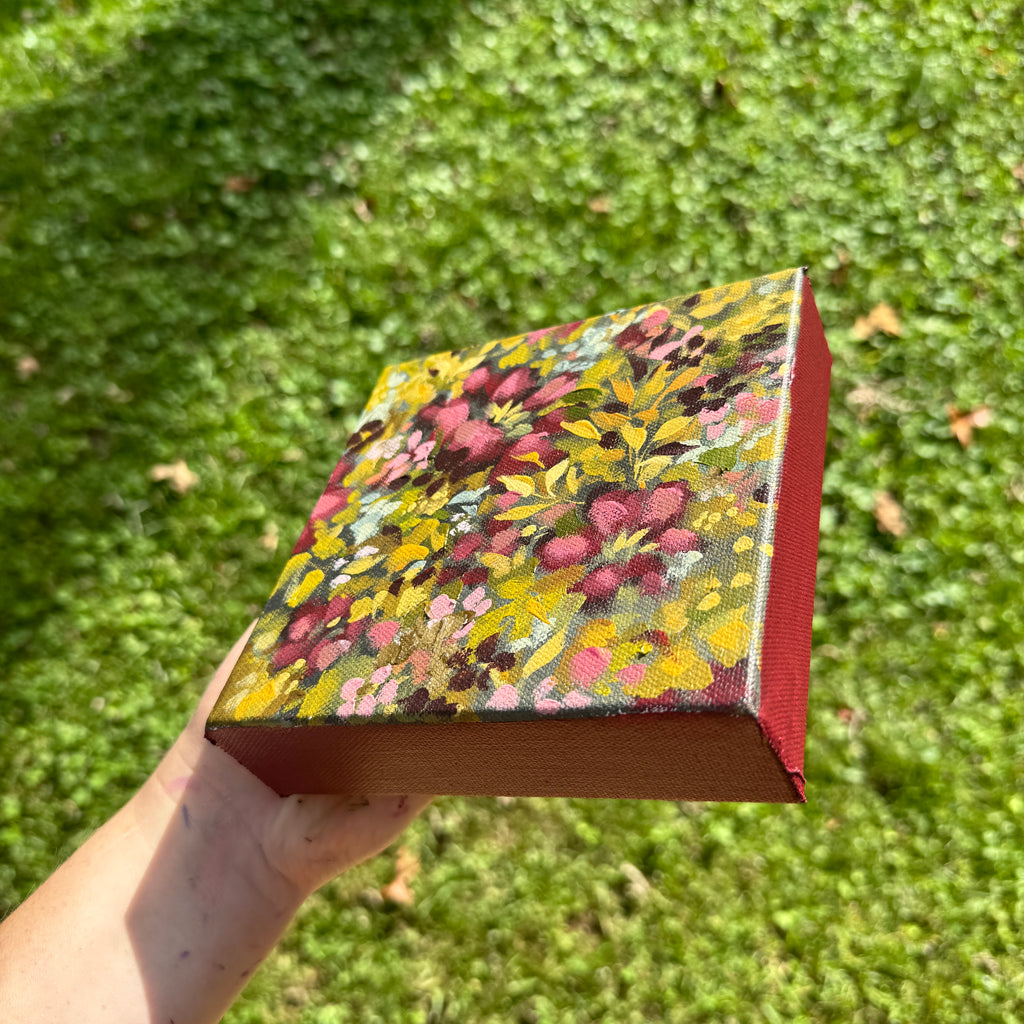 Maroon Florals Original Painted Canvas #9