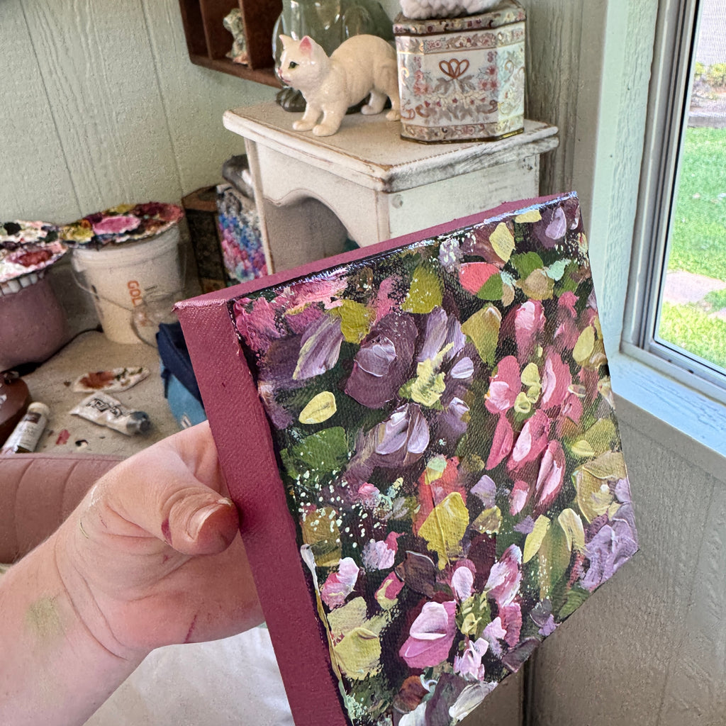 Magenta Florals Original Painted Canvas #4