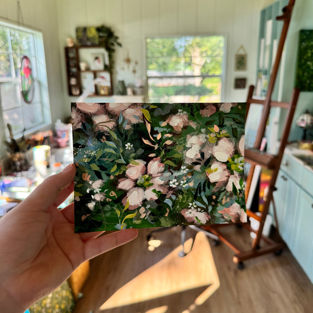 Original Soft Pink Florals Art Paper No. 8