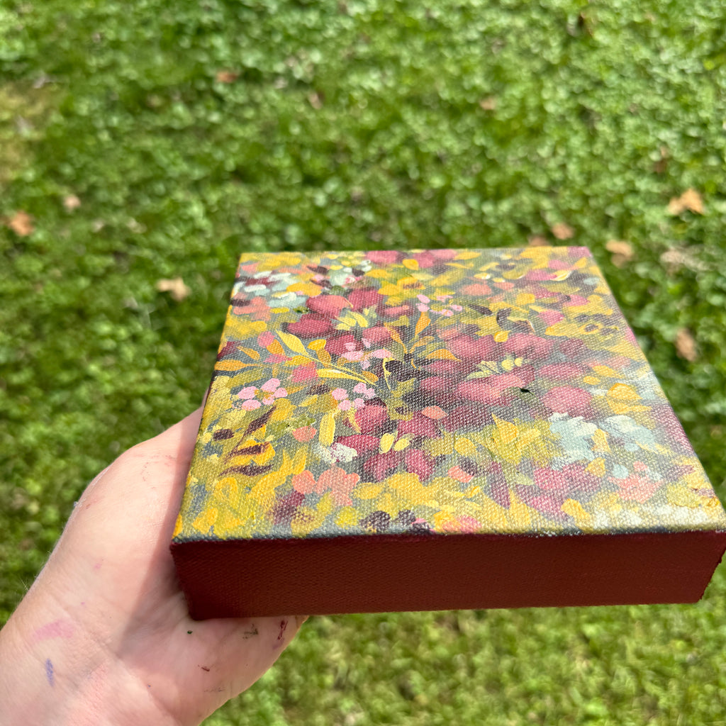 Maroon Florals Original Painted Canvas #11