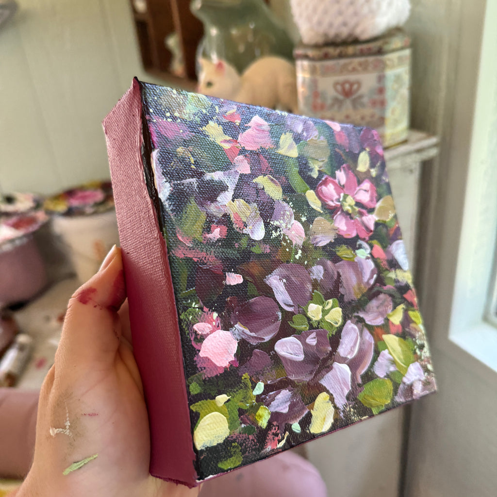 Magenta Florals Original Painted Canvas #3