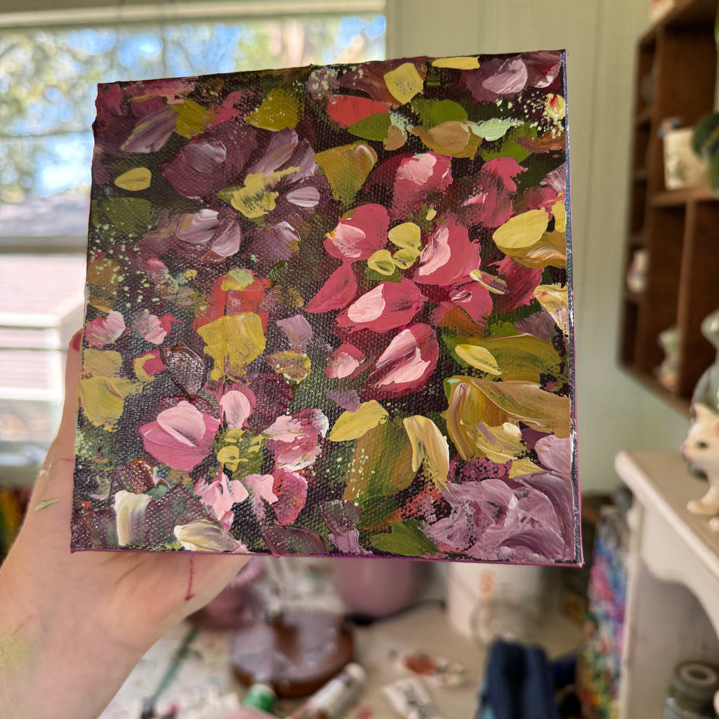 Magenta Florals Original Painted Canvas #4