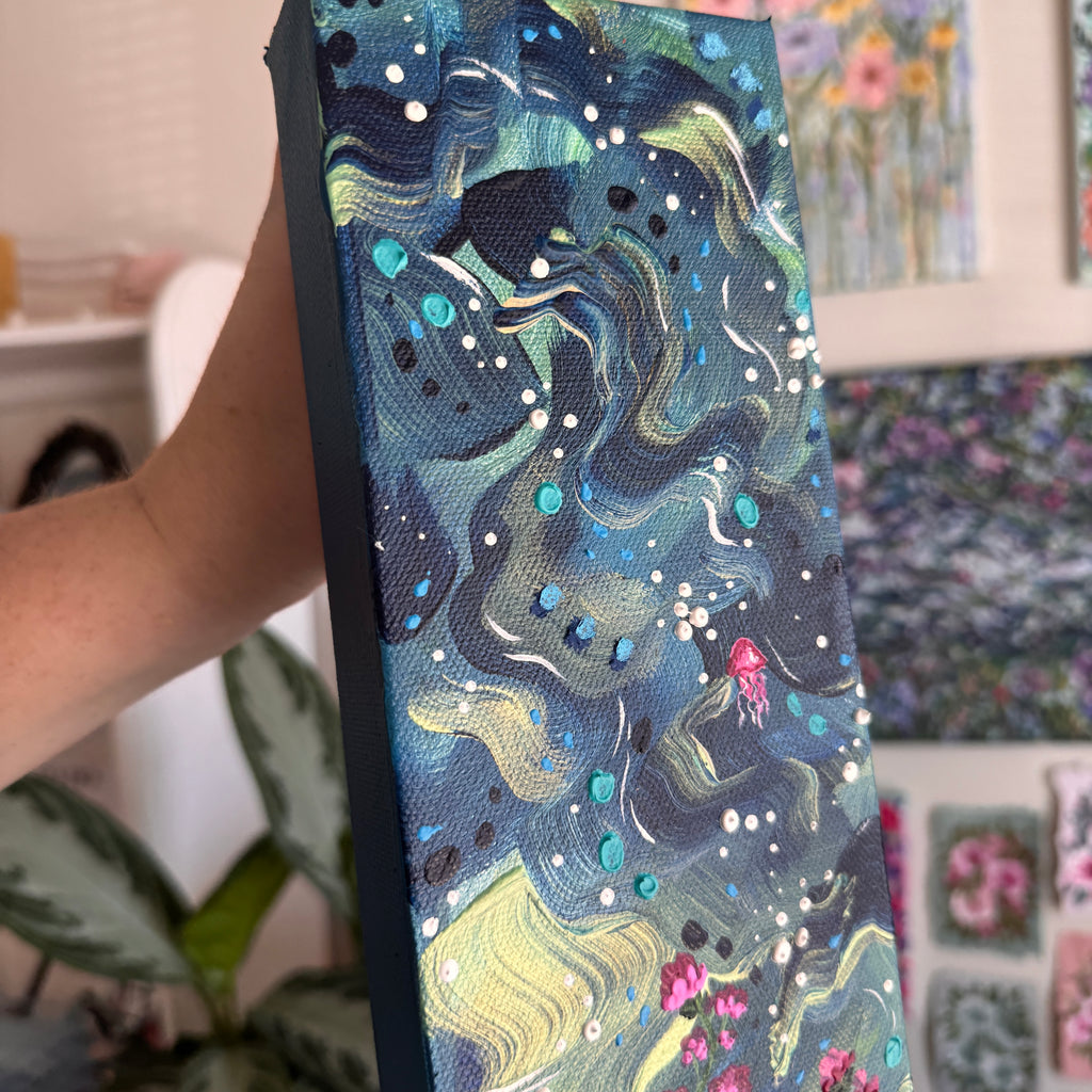 Florals Under the Sea #1C Original Painted Canvas