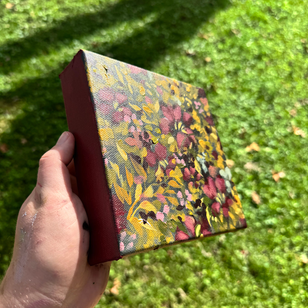 Maroon Florals Original Painted Canvas #7