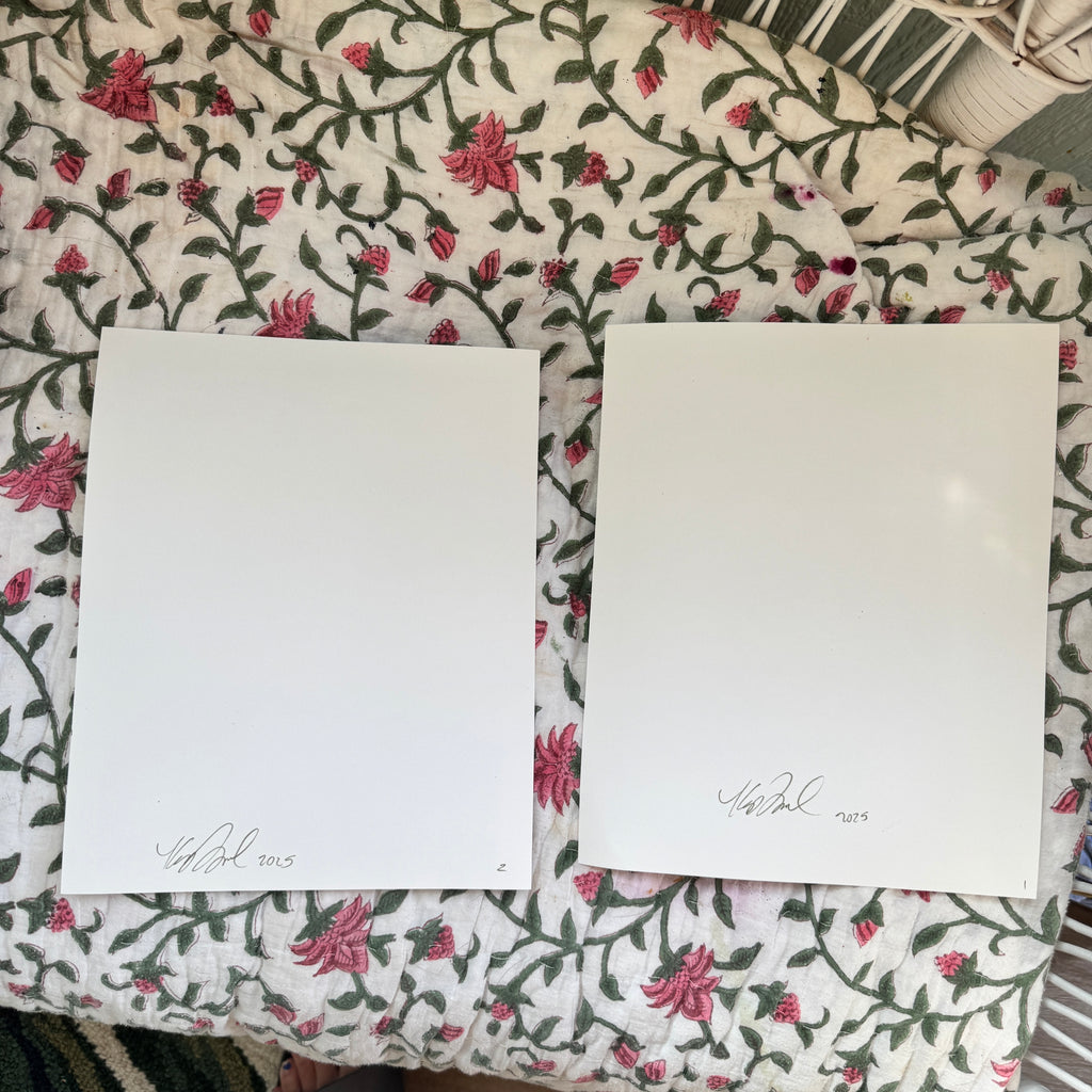 Original Ella’s Magenta Abstract Garden Art Paper Set of 2