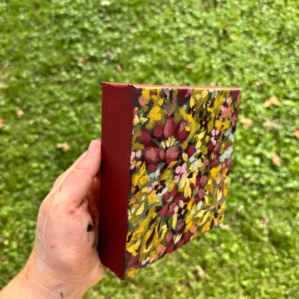Maroon Florals Original Painted Canvas #8