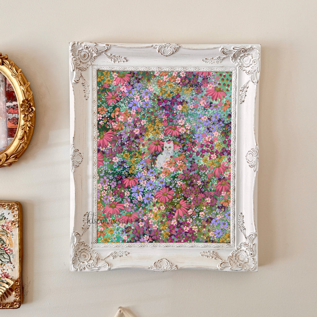 Ella in the Floral Blob Field No. 3 Art Print