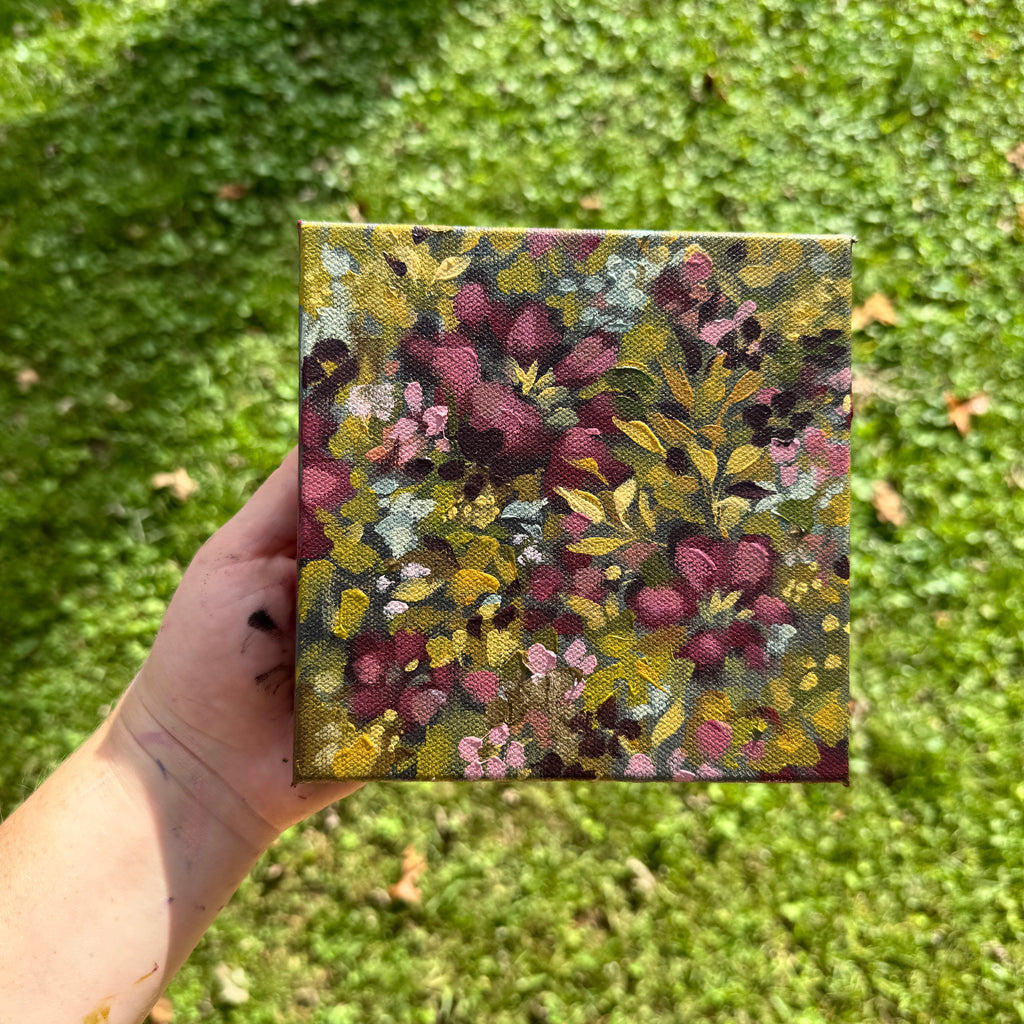 Maroon Florals Original Painted Canvas #9