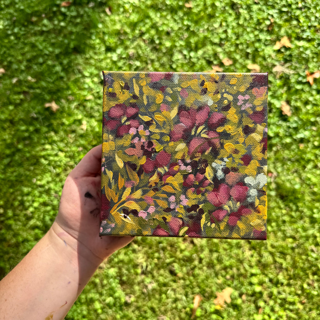 Maroon Florals Original Painted Canvas #7