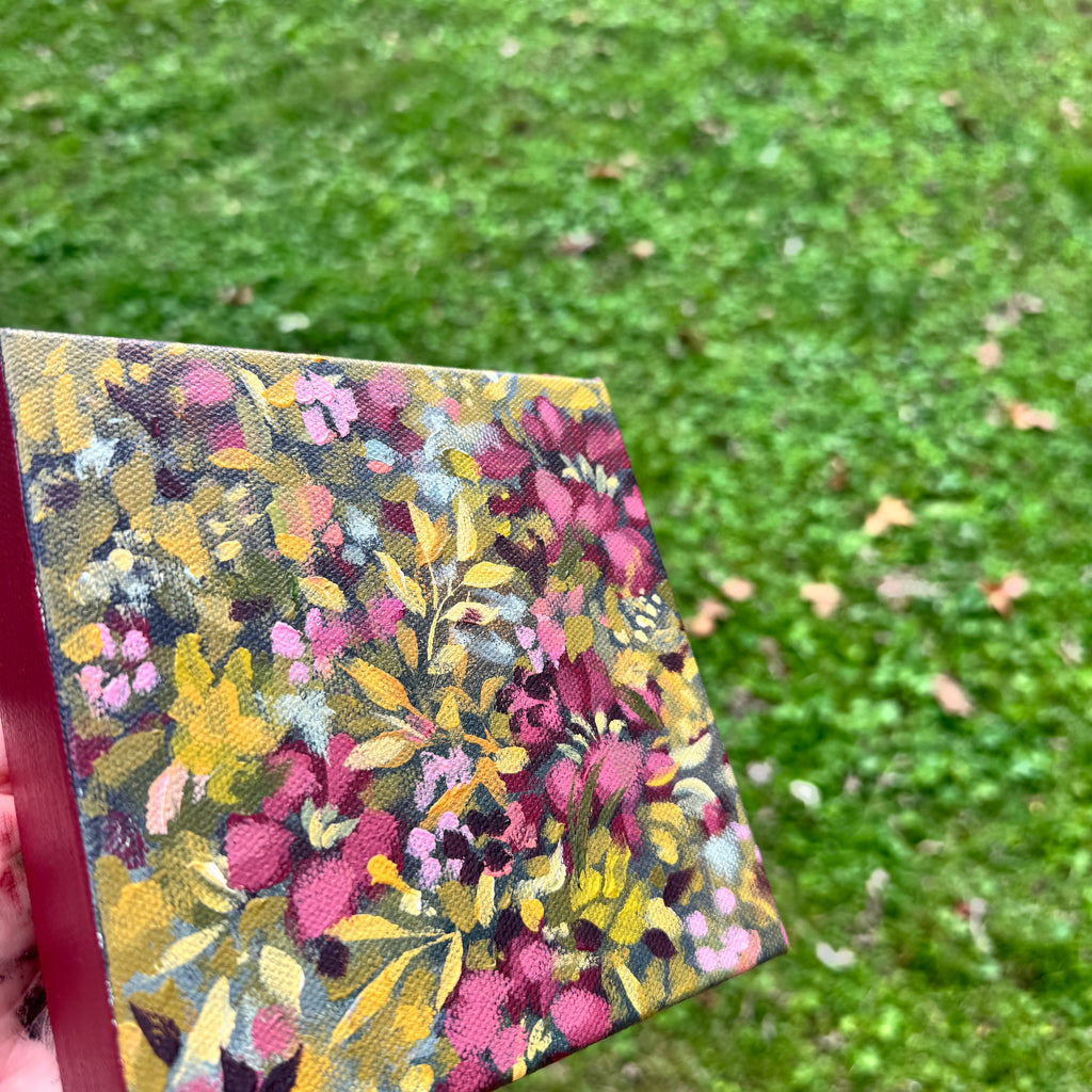 Maroon Florals Original Painted Canvas #1
