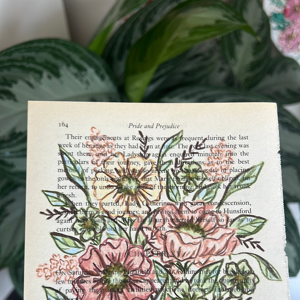Floral Original Painted Book Page Paper #8