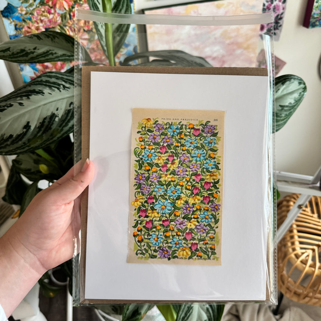 Floral Original Painted Book Page Paper #1