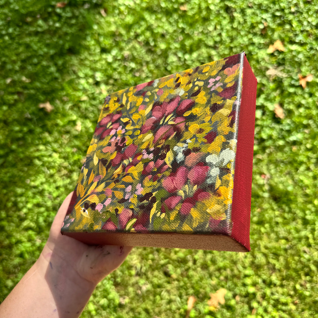 Maroon Florals Original Painted Canvas #7