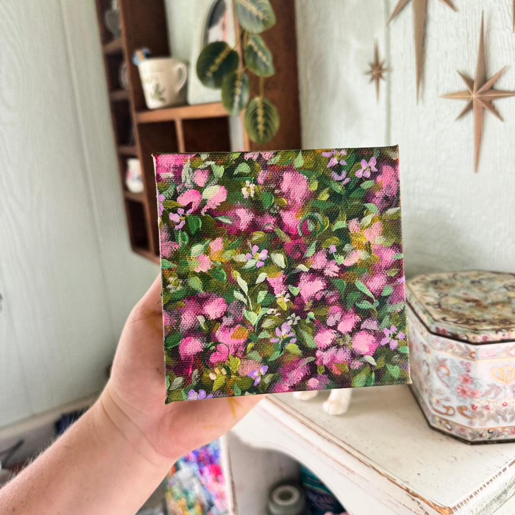 Magenta Florals Original Painted Canvas #2