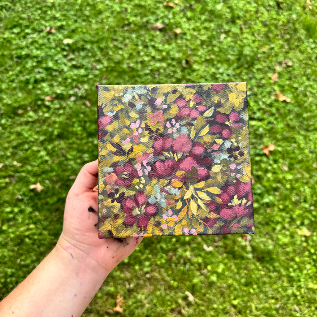 Maroon Florals Original Painted Canvas #2