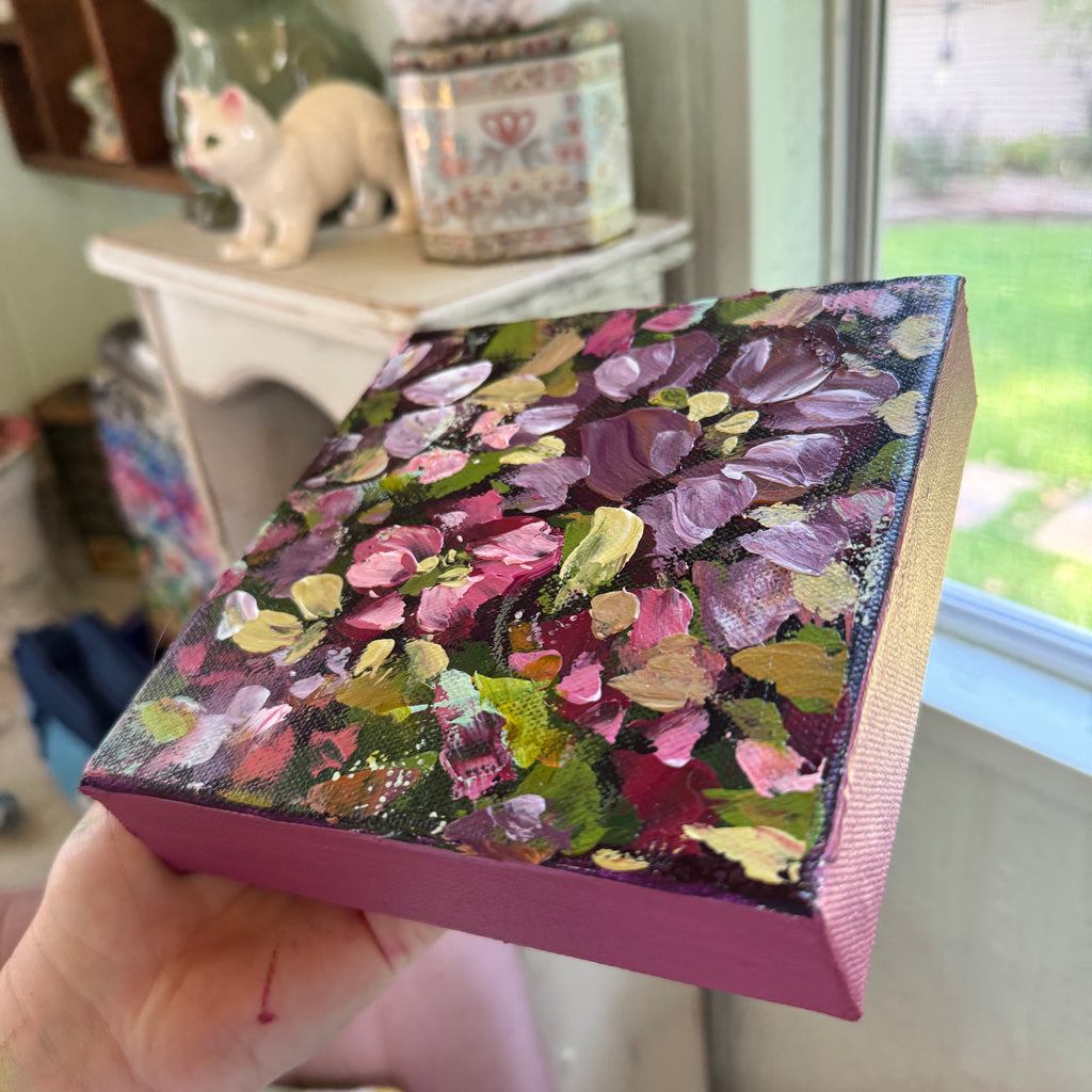 Magenta Florals Original Painted Canvas #2