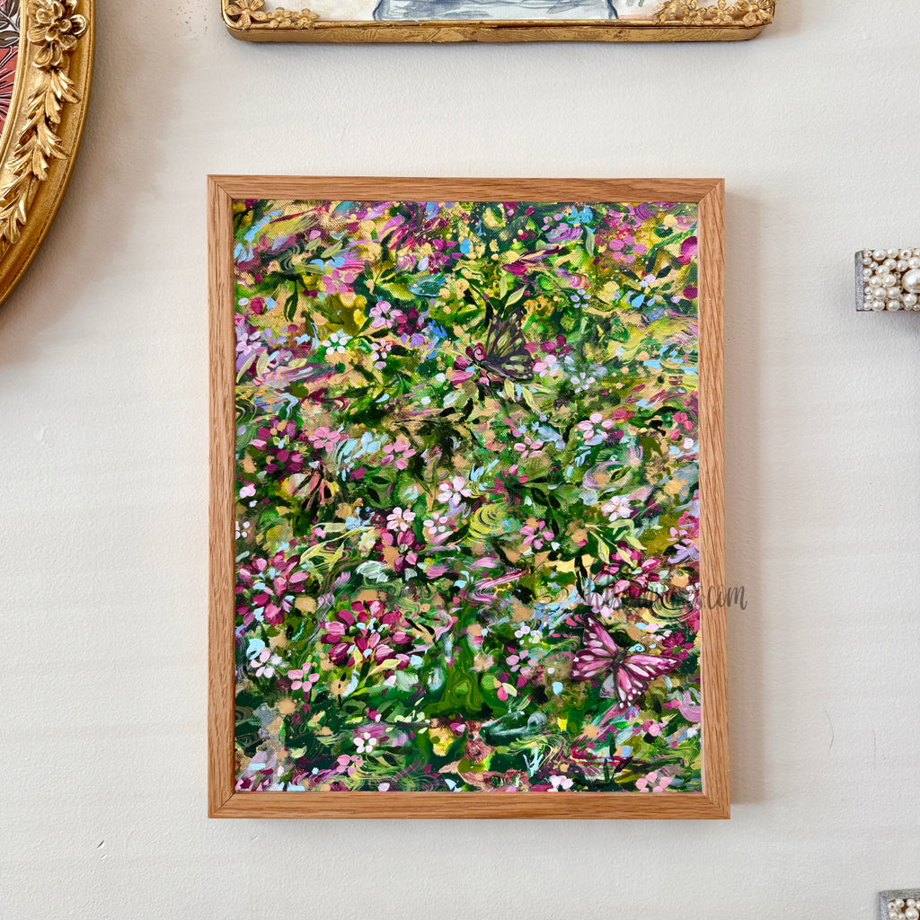 Ella in a Fantastical Field of Flowers Art Print