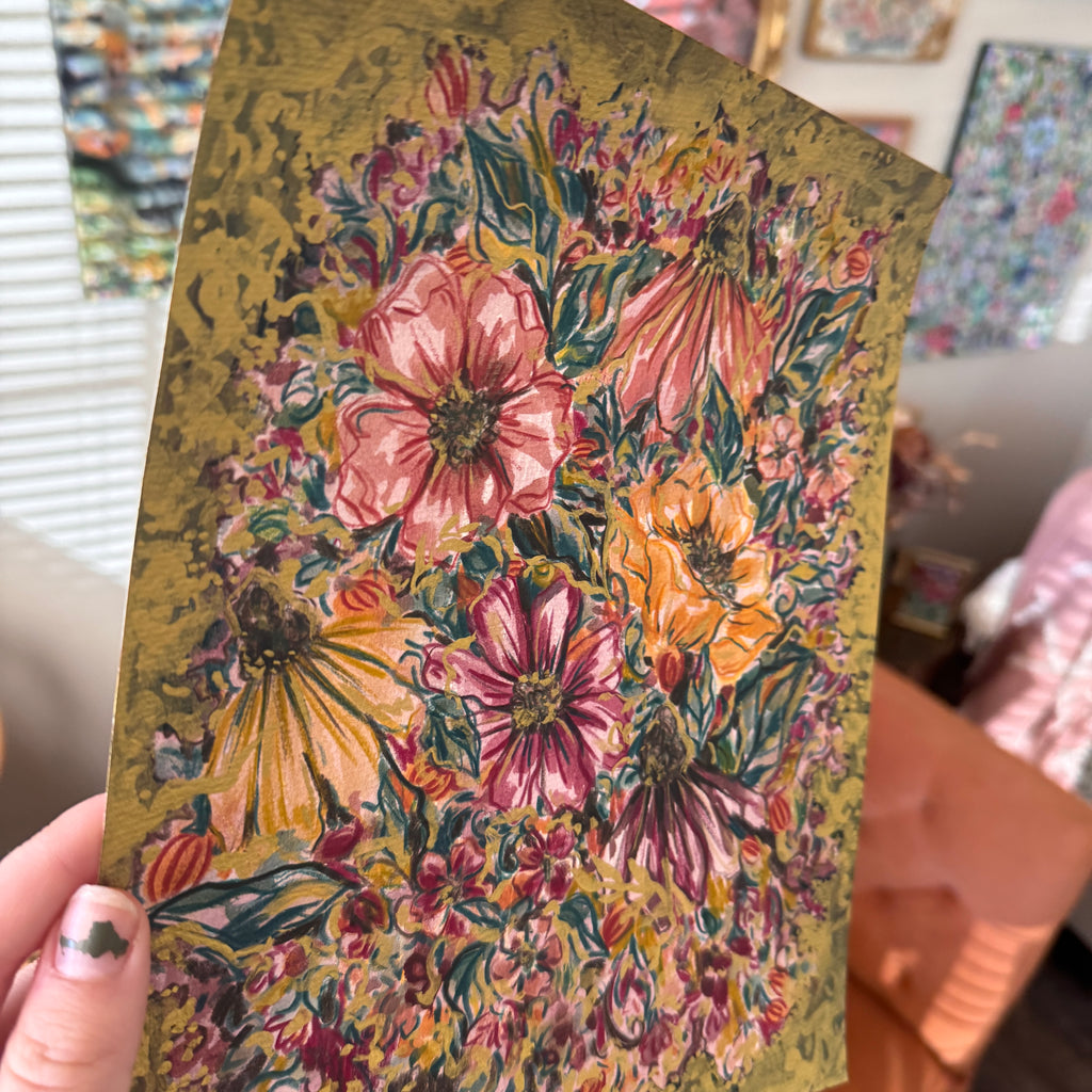 Floral Original Painted Art Paper