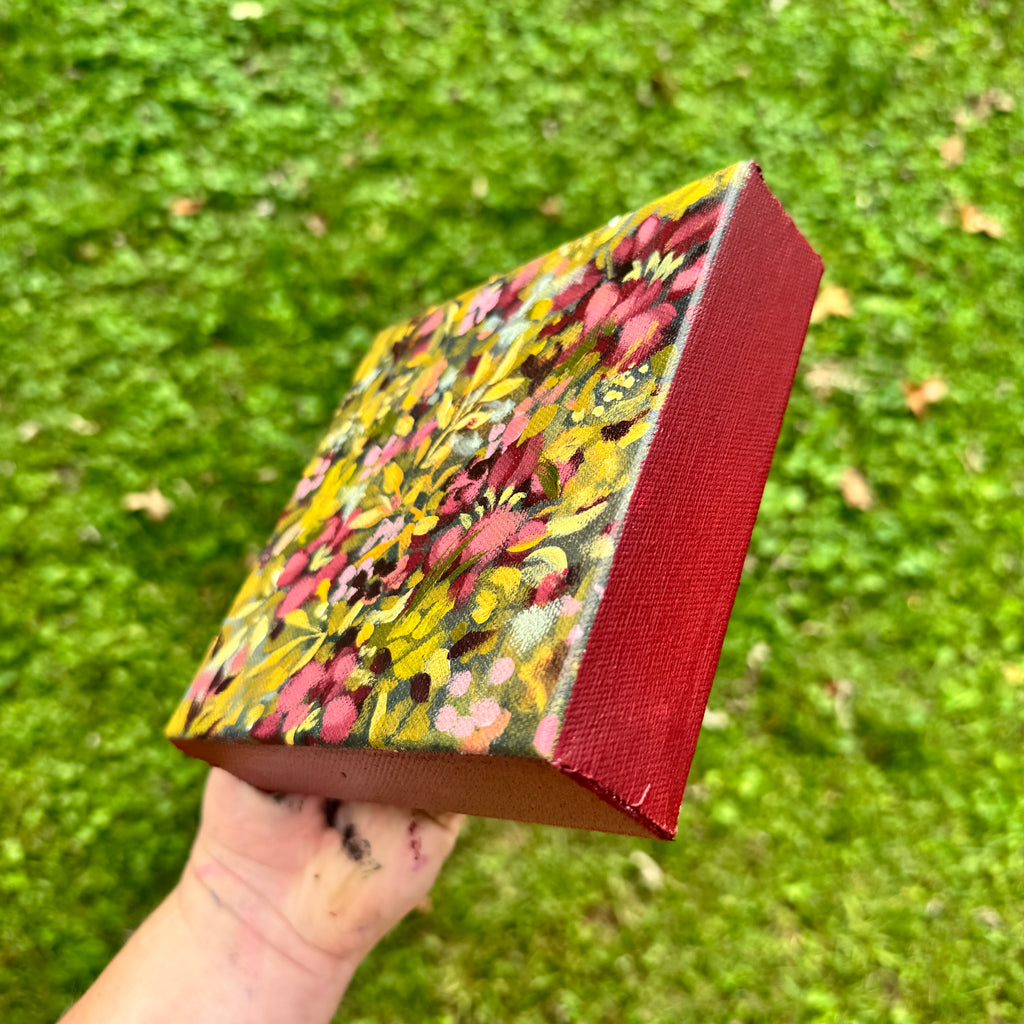 Maroon Florals Original Painted Canvas #1
