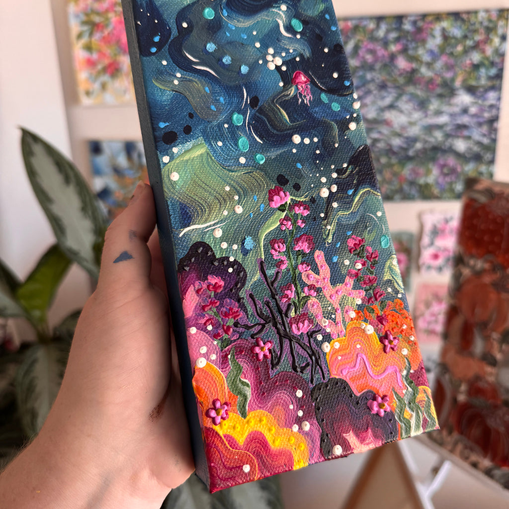 Florals Under the Sea #1C Original Painted Canvas