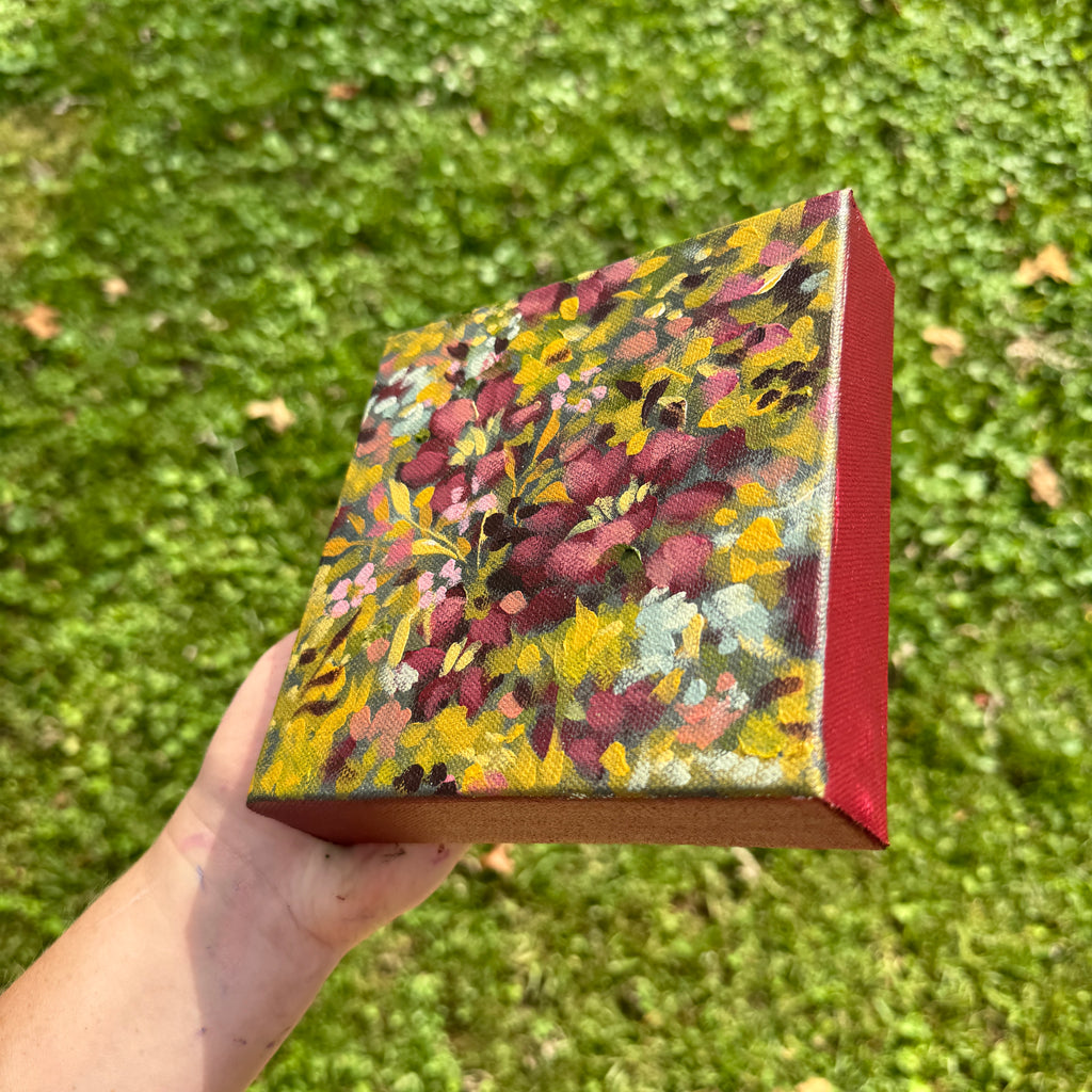 Maroon Florals Original Painted Canvas #11