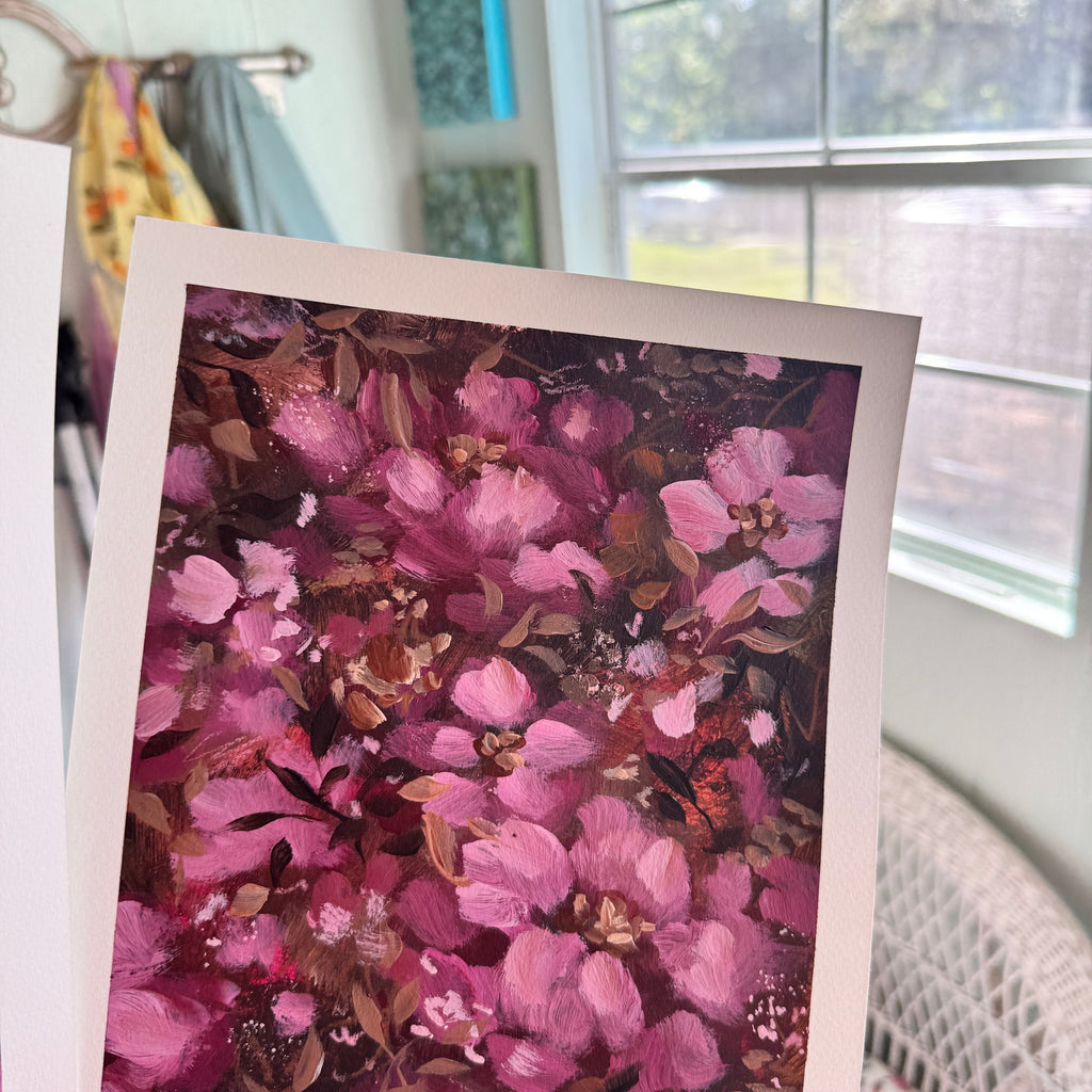 Original Ella’s Pink Abstract Garden Art Paper Set of 2