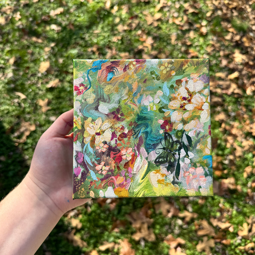Butterfly Garden Original Painted Canvas #2