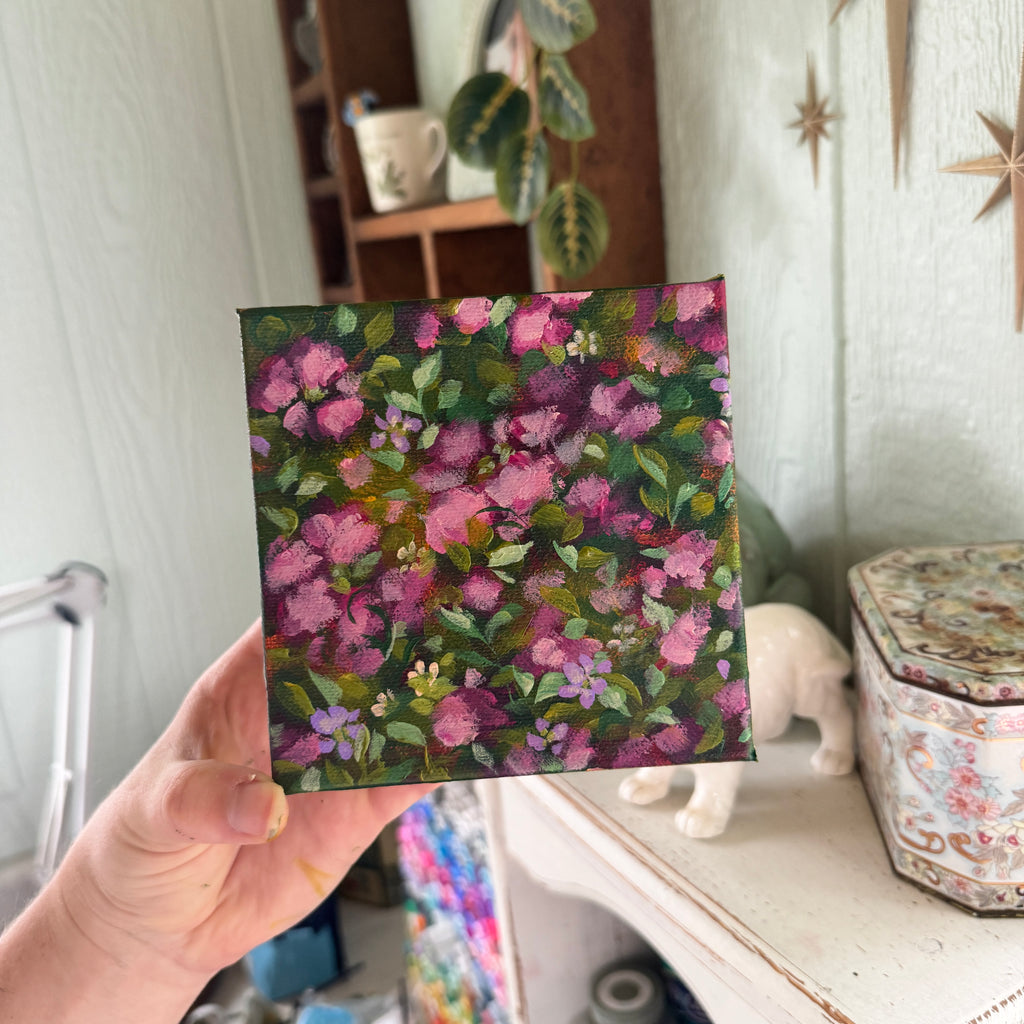 Magenta Florals Original Painted Canvas #3