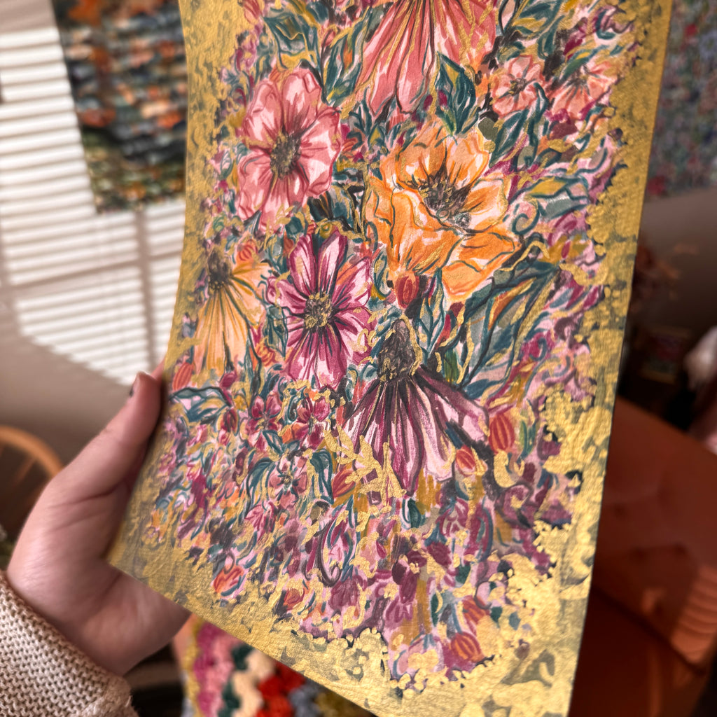 Floral Original Painted Art Paper