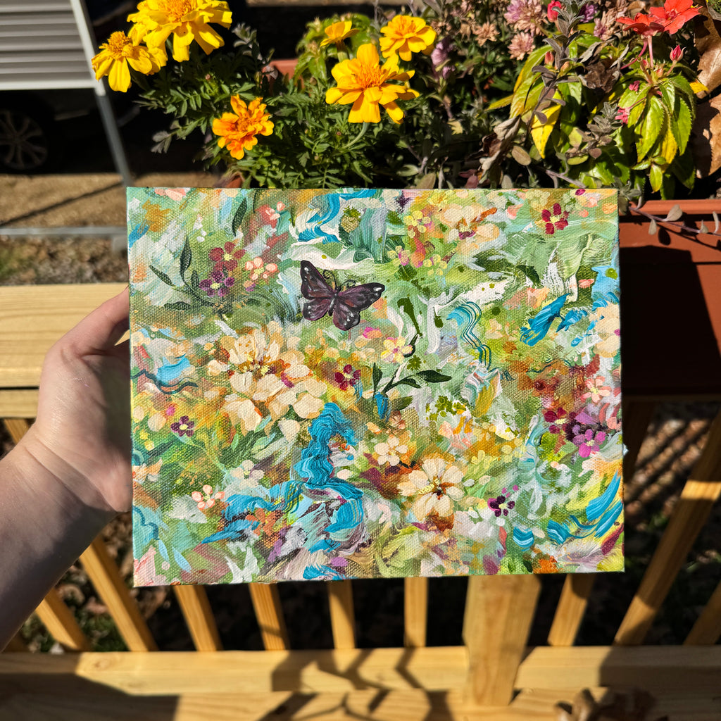 Butterfly Garden Original Painted Canvas #4
