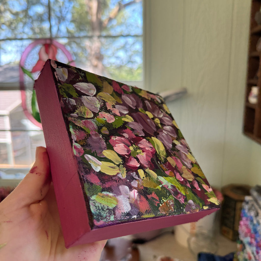 Magenta Florals Original Painted Canvas #2