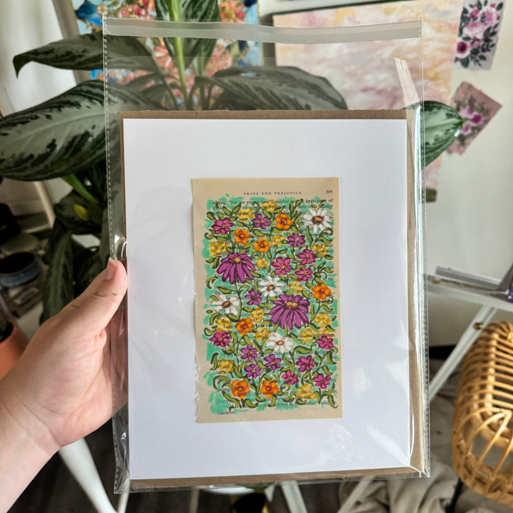 Floral Original Painted Book Page Paper #3