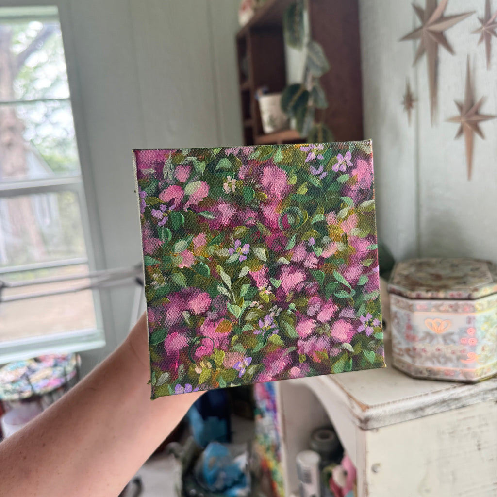 Magenta Florals Original Painted Canvas #2