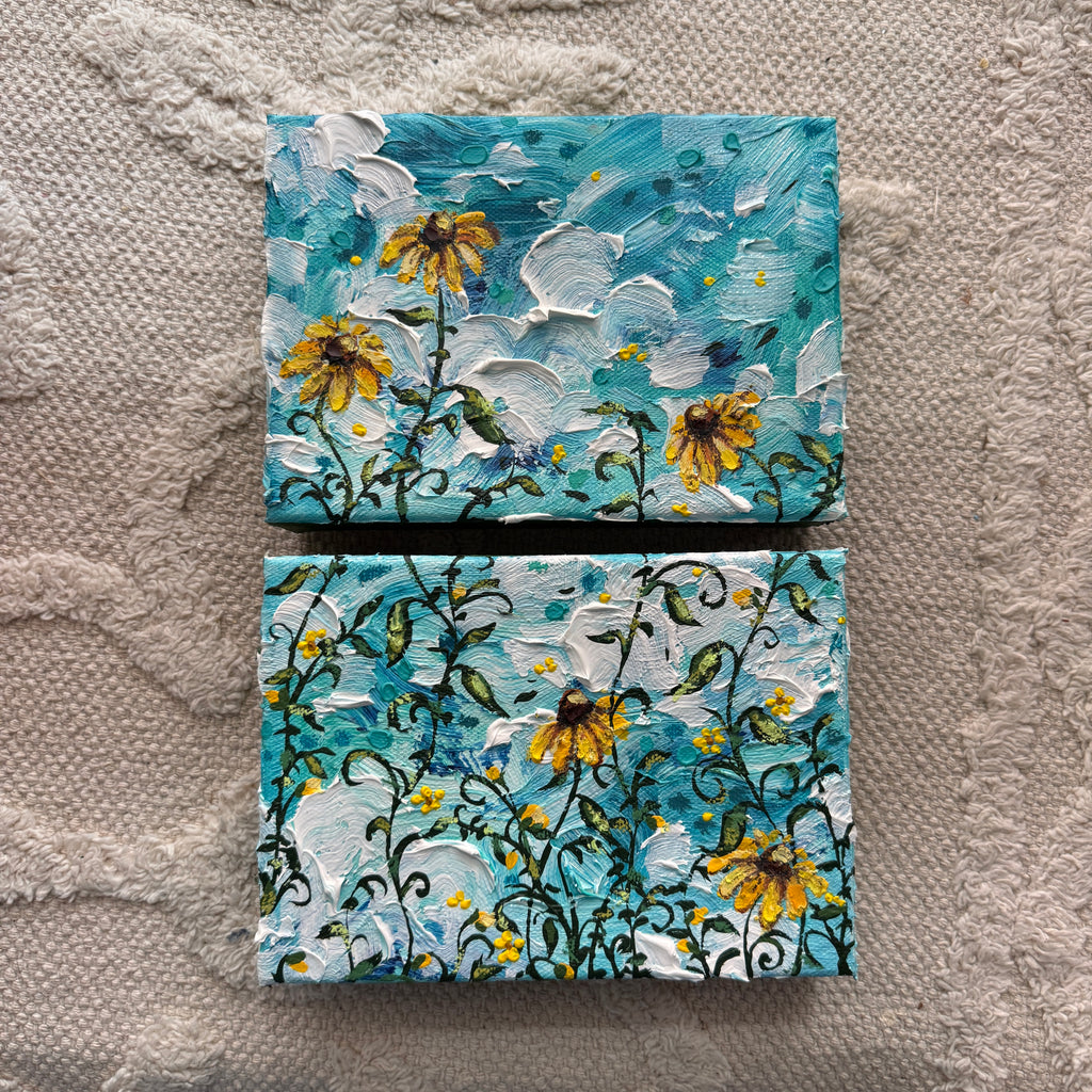 Floral Set of 2 Original Painted Canvases A