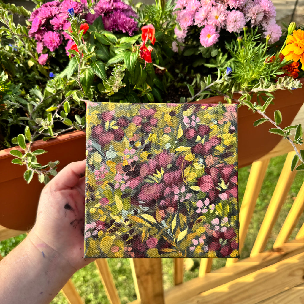 Maroon Florals Original Painted Canvas #10