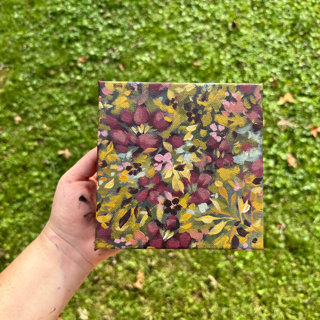 Maroon Florals Original Painted Canvas #8