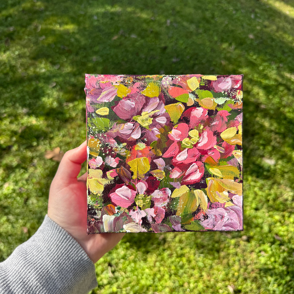 Magenta Florals Original Painted Canvas #4