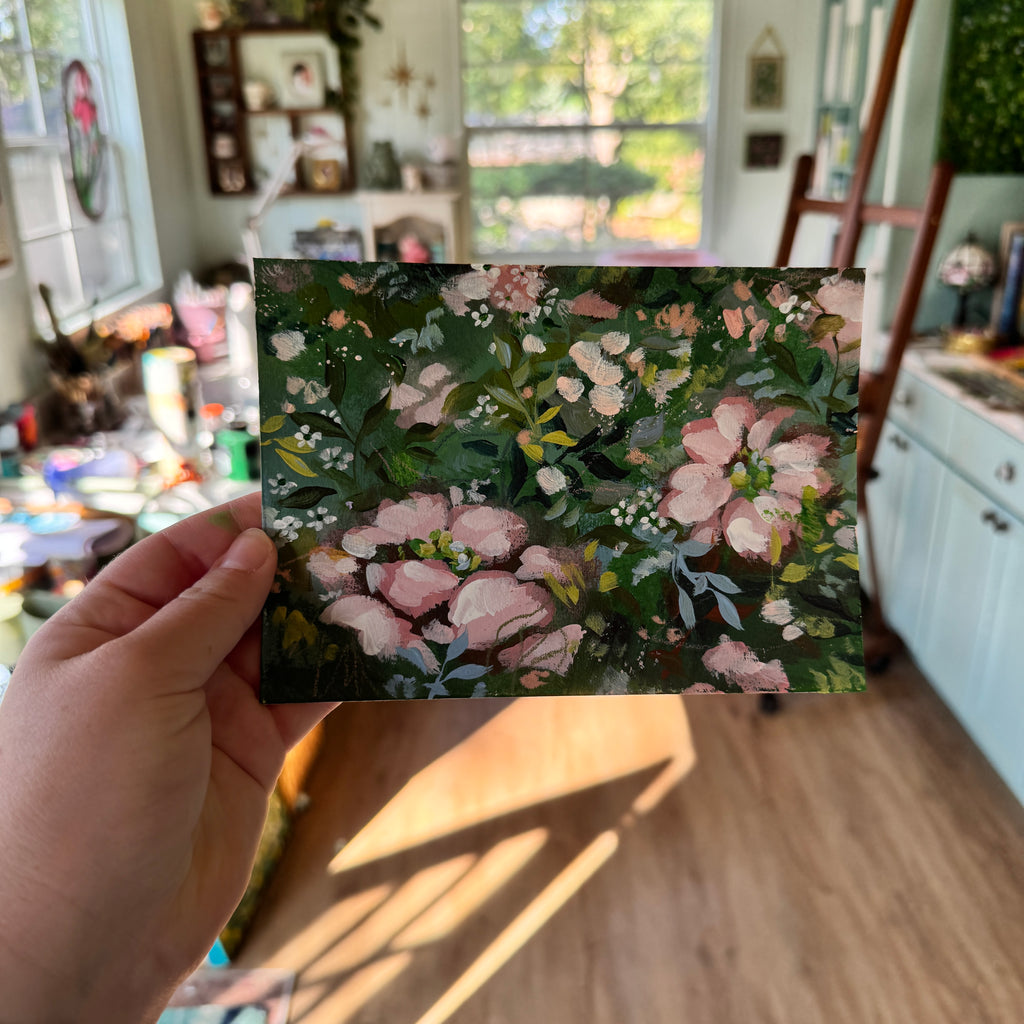 Original Soft Pink Florals Art Paper No. 7