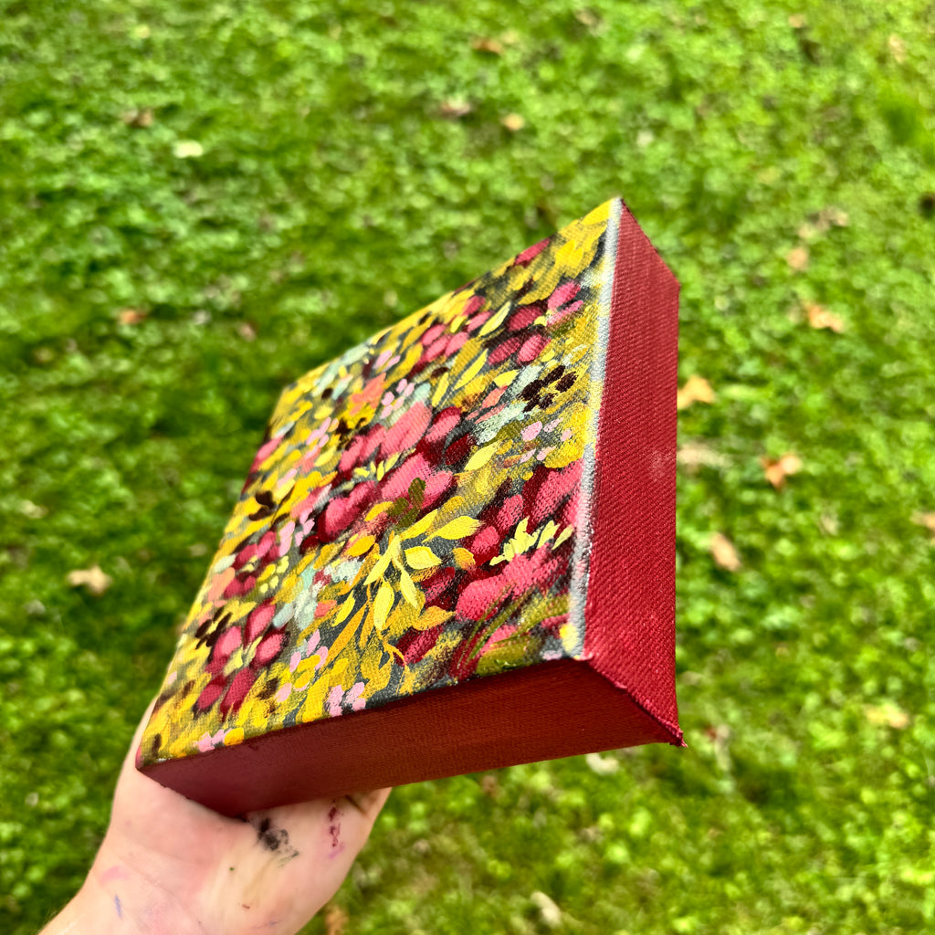 Maroon Florals Original Painted Canvas #2
