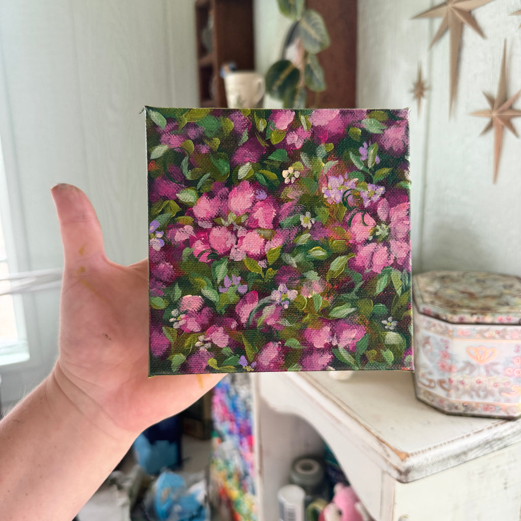Magenta Florals Original Painted Canvas #1