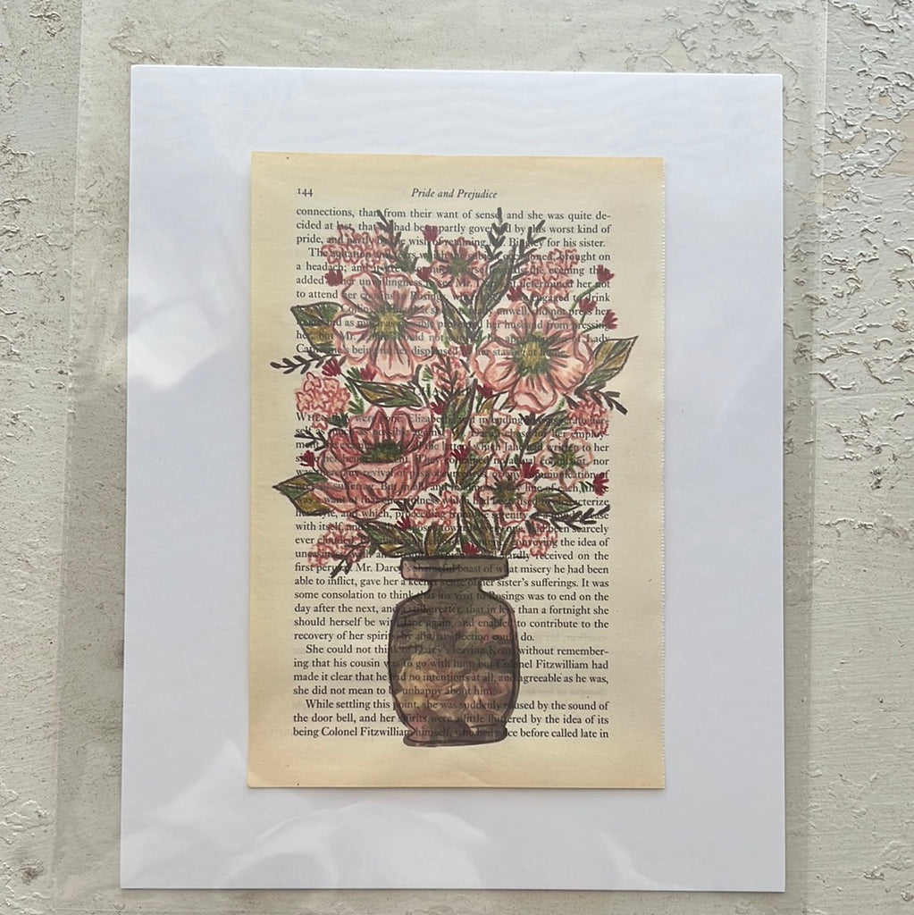 Floral Original Painted Book Page Paper #7
