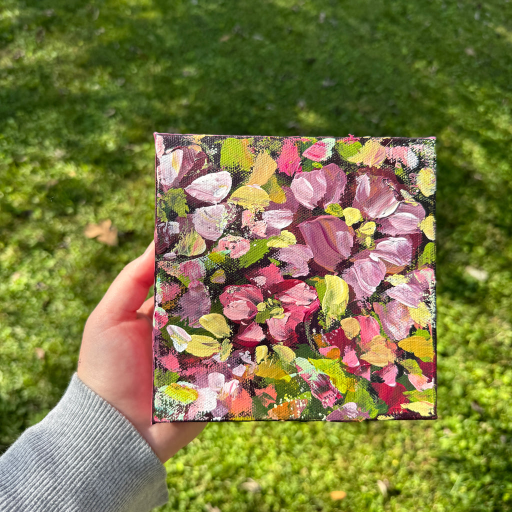 Magenta Florals Original Painted Canvas #2