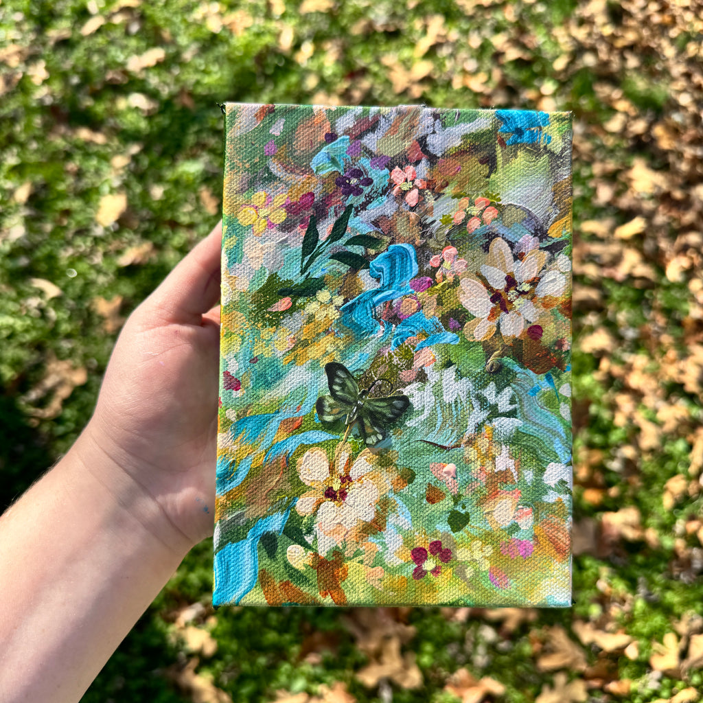 Butterfly Garden Original Painted Canvas #3